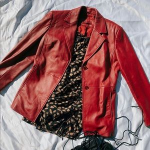 Red leather jacket